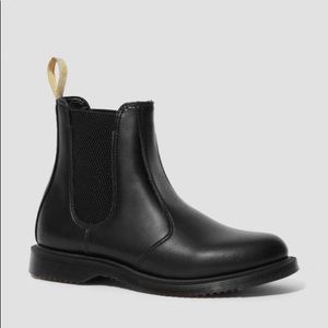 RARE doc Martens Flora Chelsea boots black vegan leather booties dr. Martens